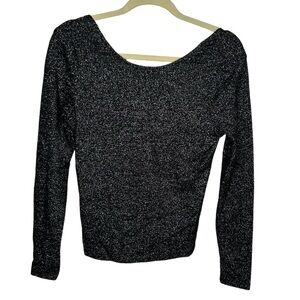 Zara Women’s Metallic Fleck Sweater Size Large Black Twist Back